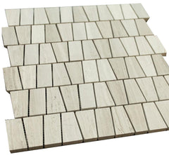 Grey Wooden Look Vertical Trapazoids Pattern Stone Tile Mosaics