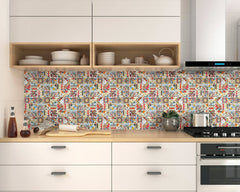 2 in. Square Marble Mosaic Painted with Inject Colorful Maiolica Style Mesh-Backed for Wall and Floor, Backsplash, Kitchen, Bathroom, Accent Wall, Fireplace Surround by Tenedos