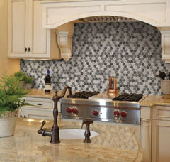 Orleans Multi Greyish Recycled Glass 2 in. Hexagon Mesh Mounted Mosaic Wall Tile for Kitchen Backsplash, Bathroom Shower , Accent Wall, Fireplace Surround