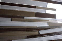 Brown Glossy and White Matte Glass Mosaic Tiles