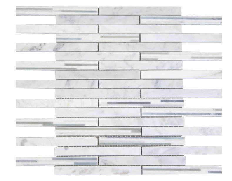 White Carrara Matte Random Brick Pattern Marble Stone Tiles
