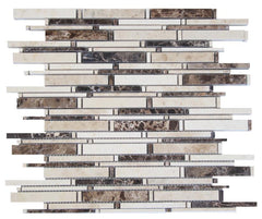 Brown and Beige Matte Random Brick Pattern Marble Stone Tiles