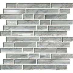 MS International Silver Canvas Interlocking Glass Mosaic Tile (10 sq. ft. / case)
