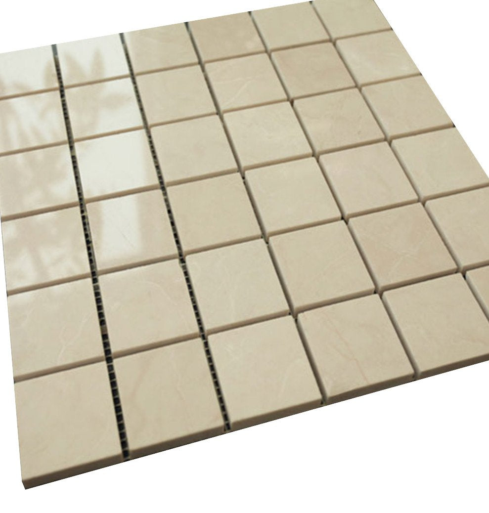 Polished 6x6 Square Bright Beige Stone Tile Mosaics