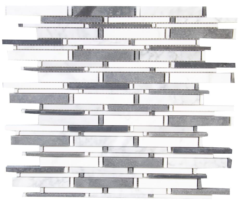 Grey and White Matte Random Brick Pattern Marble Stone Tiles