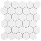 USCT White 2 inch Hexagon Porcelain Mosaic Wall Tile for Kitchen Backsplash, Bathroom Shower, Accent Wall-  10pcs/carton (10 sq ft)