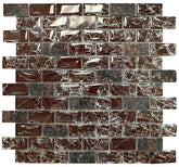 Dark Red Crackle Glass and Brown Granite Mosaic Tile