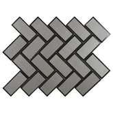 MS International Champagne Bevel Herringbone 13.86 in. x 11.08 in. x 8 mm Glass Mesh-Mounted Mosaic Tile