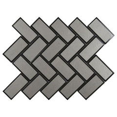 MS International Champagne Bevel Herringbone 13.86 in. x 11.08 in. x 8 mm Glass Mesh-Mounted Mosaic Tile