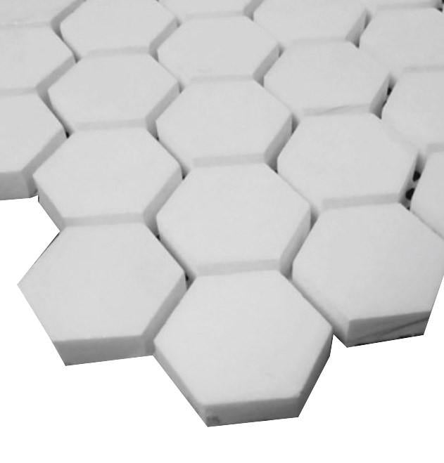 Bianco Dolomiti Marble Italian White Dolomite 1" Hexagon Mosaic Floor Wall Tile Polished