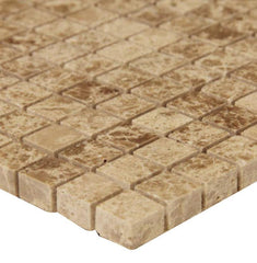 Light Emperador Marble 1"x 1" Mosaic Tile Polished for Bathroom and Kitchen Walls Kitchen Backsplashes (Tenedos)