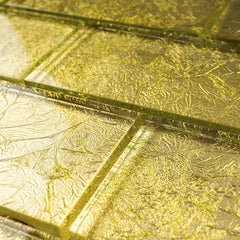 2x4 Glossy Glitter Gold Yellow Brick Glass Wall Tiles for Bathroom and Kitchen Walls Kitchen Backsplashes