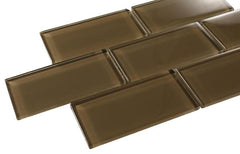 3x6 Glossy Dark Brown Subway Glass Mosaic Tile for Kitchen Backsplash and Bathroom Wall