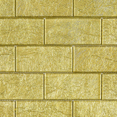2x4 Glossy Glitter Gold Yellow Brick Glass Wall Tiles for Bathroom and Kitchen Walls Kitchen Backsplashes