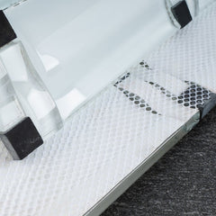 Super White Waves Mosaic Tile with Black Arched Over Size Glass Wall Tile for Kitchen, Accent Wall and Bathroom Backsplash