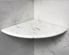 Tenedos 9x9 Round Edge Bianco Carrara Premium Corner Bath Shower Shelf Stone Piece Both Sides Polished (5 Pieces)