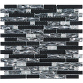 Newport Black Suede Waterfall 12 in. x 12 in. Mesh-Mounted Glass Mosaic Wall Tile