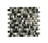 White, Black and Blue Random Brick Cubes Pattern Glass Mosaic Tiles for Bathroom and Kitchen Walls Kitchen Backsplashes - Tenedos