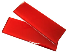 4x12 Glossy Hot Red Subway Glass Mosaic Tile- Tenedos