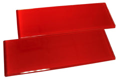 4x12 Glossy Hot Red Subway Glass Mosaic Tile- Tenedos