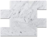 Carrara Marble Italian White Bianco 3x6 Honed Subway Floor and Wall Tile for Kitchen Backsplash, Bathroom, Fireplace Surround
