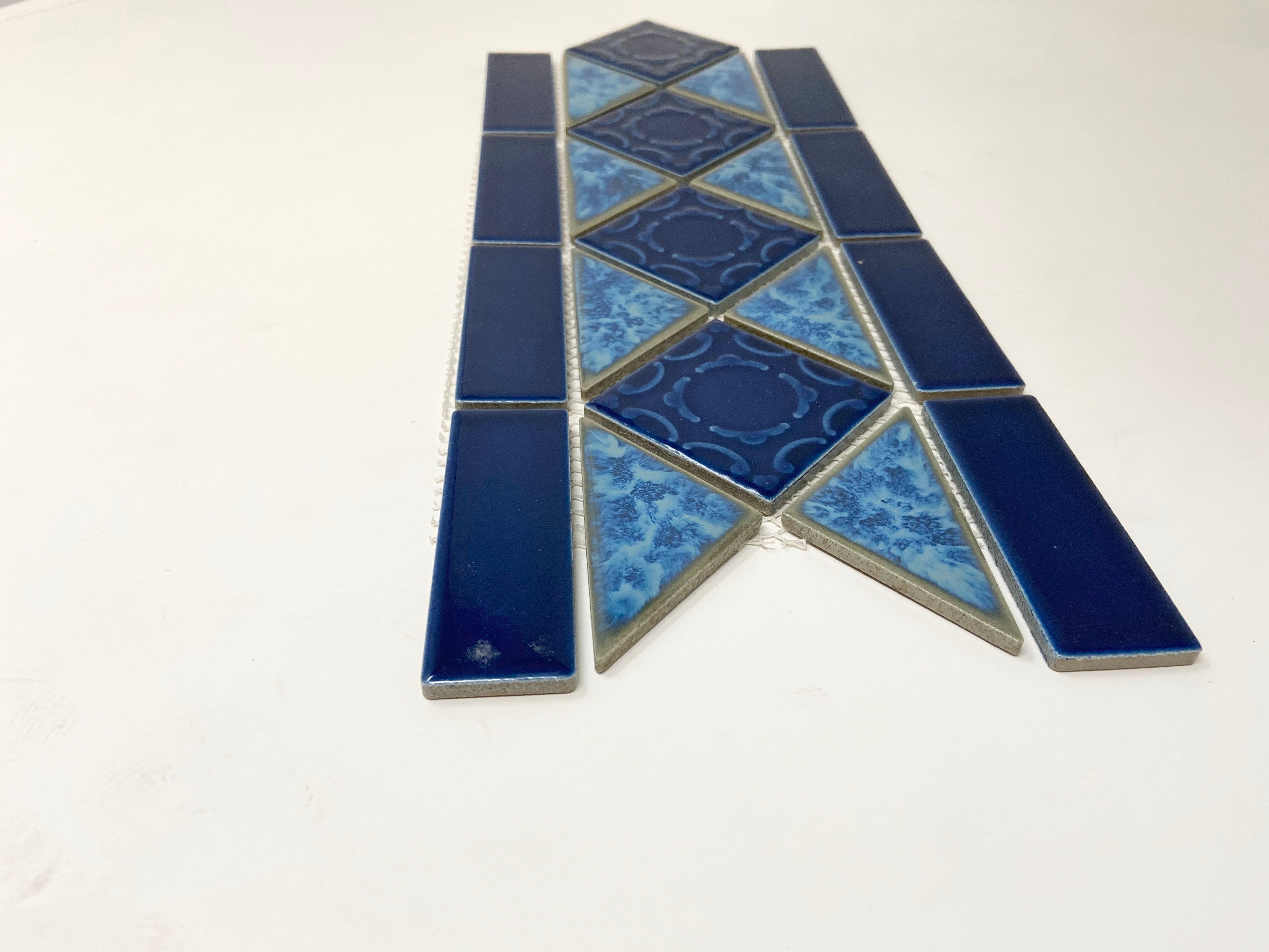 Cobalt Blue Porcelain Pattern LineUp for Pool Wall Tile and bathroom Walls