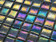 Tenedos Ocean Blue Square 1x1 Iridescent Recycled Glass Mosaic Floor and Wall Tile for Kitchen Backsplash, Swimming Pool Tile, Bathroom Wall, Accent Wall