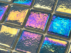 Sea Blue  Square 1-1/2 Recycled Glass Wall Floor Pool Tile Backsplash for Kitchen, Pool Tile, Bathroom Shower, Accent Decor