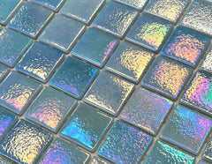 Light Blue  Square 1-1/2 Recycled Glass Wall and Floor Tile for Kitchen Backsplash, Pool Tile, Bathroom Wall, Accent Wall