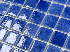 Tenedos Royal Blue Recycled Glass Mosaic Tile Square 7/8 Inch Pattern for Kitchen Backsplash, Swimming Pool Tile, Bathroom Wall, Accent Wall, (Not Peel and Stick Tile)