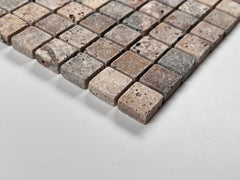 Scabos Travertine Tumbled Square 7/8 Inch Marble Floor and Wall Tile for Kitchen Backsplash, Bathroom Walls, Accent Wall, Swimming Pool, Fireplace Surround