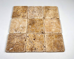 Gold (Yellow) Travertine 4 X 4 Field Tile, Tumbled