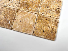 Gold (Yellow) Travertine 4 X 4 Field Tile, Tumbled