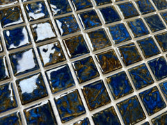 Storm Blue 1x1 Square Wavy Porcelain Mosaic Wall Floor Tile for Kitchen Backsplash, Pool Tile, Bathroom Wall, Accent Wall