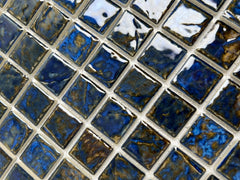 Storm Blue 1x1 Square Wavy Porcelain Mosaic Wall Floor Tile for Kitchen Backsplash, Pool Tile, Bathroom Wall, Accent Wall