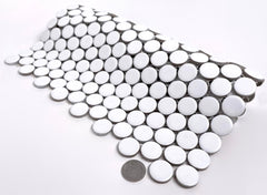 Penny Round Tile Arctic White Porcelain Mosaic Floor Wall Tile backsplash Matte Look for Bathroom Shower, Kitchen, Accent Decor, Fireplace
