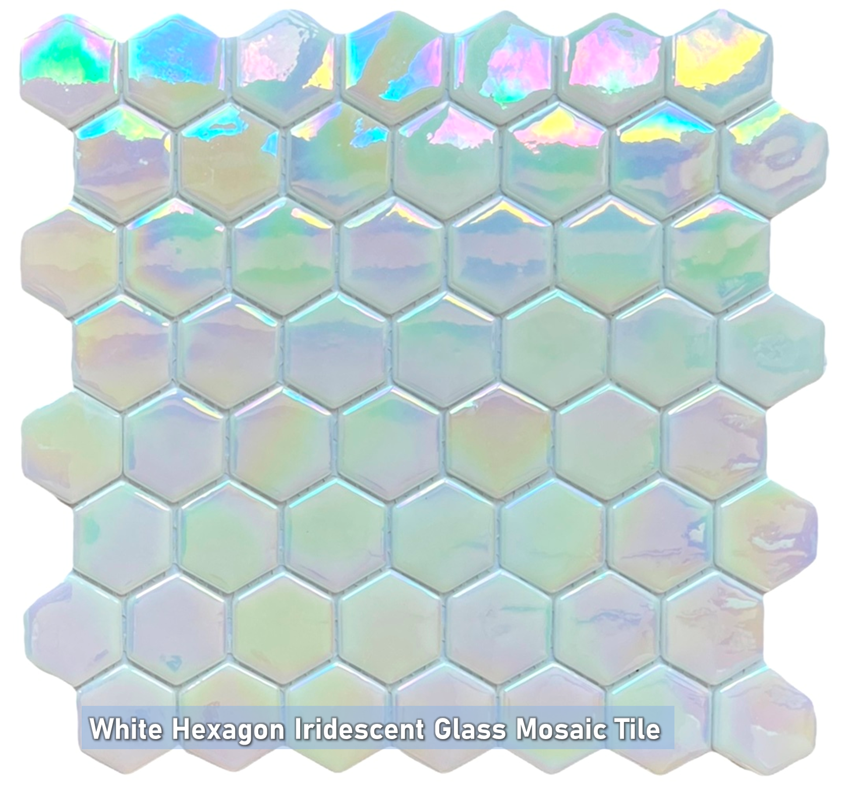 Tenedos 1.5 inch Hexagon Iridescent Recycled Glass Mosaic Floor and Wall Tile for Swimming Pool Tile, Kitchen Backsplash, Bathroom Wall, Accent Wall, (Not Peel and Stick Tile)