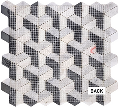 Carrara with Thassos and Nero Marquina 3D Honeycomb Marble Mosaic Floor and Wall Tile for Kitchen Backsplash , Accent Wall, Pool Tile, Fireplace