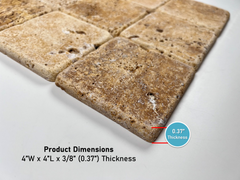 Gold (Yellow) Travertine 4 X 4 Field Tile, Tumbled