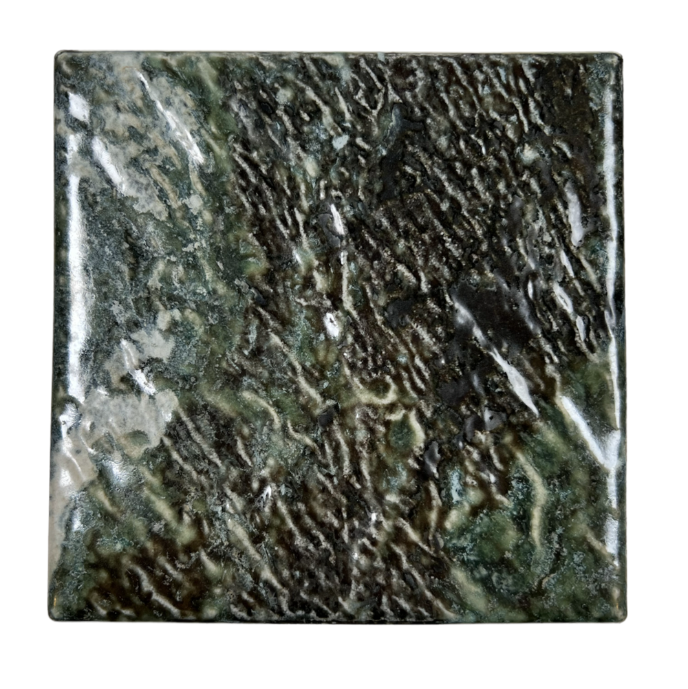 Dark Green Baltic Sea Algae Wavy Look Square 6x6 Porcelain Floor and Wall Tile for Swimming Pools, Kitchen Backsplash, Bathroom Walls, Accent Walls