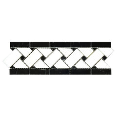Nero Marquina - Thassos White Basketweave Border 3 1/4x11 Wall Tile