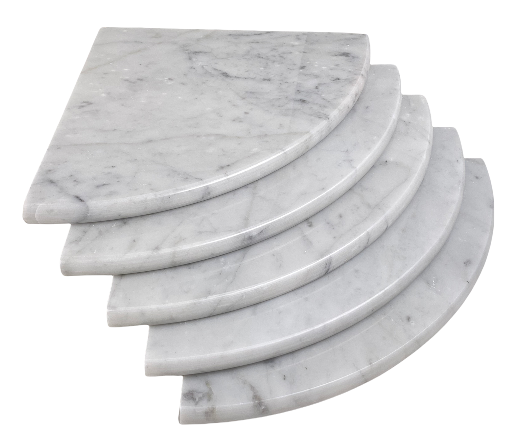 Tenedos Marble Corner Shower Shelf Stone White Bianco Carrara Stone Two Sides Polished 9" x 9" Rounded Front