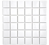 Tenedos Premium Quality 2" (Exact Size 1-15/16 in.) White Porcelain Square Mosaic Tile Shiny Look Designed in Italy (12x12) for Kitchen Backsplash, Pool Tile, Bathroom Wall, Accent Wall