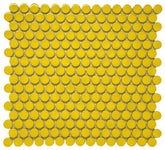 Yellow Penny Round Porcelain Mosaic Floor Wall Tile Backsplash for Bathroom Shower, Kitchen, Accent Décor, Fireplace,  on 12x12 Mesh for Easy Installation