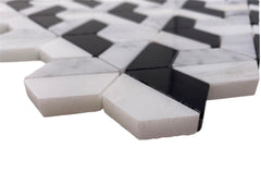 Carrara with Thassos and Nero Marquina 3D Honeycomb Marble Mosaic Floor and Wall Tile for Kitchen Backsplash , Accent Wall, Pool Tile, Fireplace