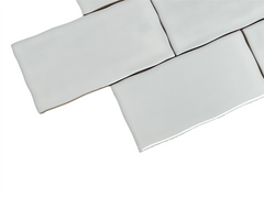 3x6 Subway White Hand-Made Look Ceramic Glossy Subway Wall Tile (Irregular Rounded Edges) for Kitchen Backsplash, Bathroom Wall, Accent Walls (88 Pieces - 10.66 Sqft/Box)