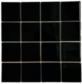 5 Square Feet 3x3 Black Shiny Tile for Wall Spa Swimming Pool Shower Kitchen Countertop Bathroom Sink Backsplash - 5 SF 3" x 3" Porcelain Tile