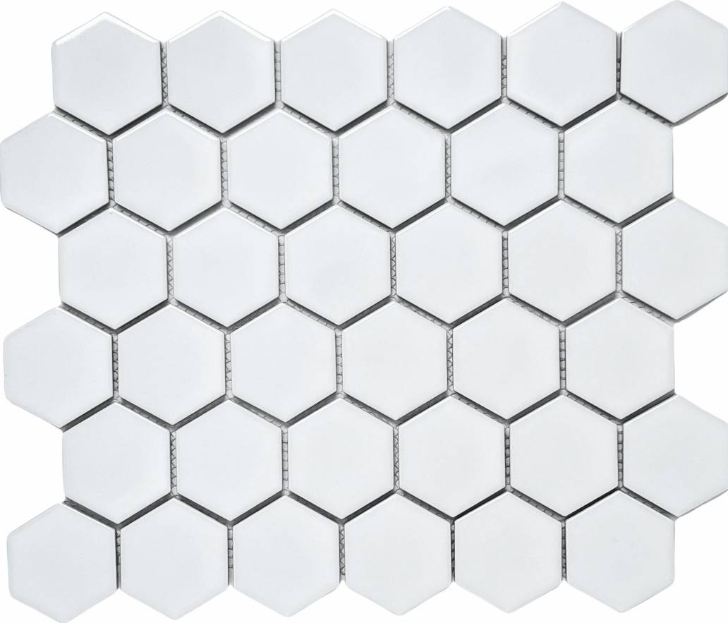 Hexagon 2 Inch White Glossy Porcelain Mosaic for Bathroom Floors and Walls, Kitchen Backsplashes, Accent Wall, Pool Tile by Tenedos
