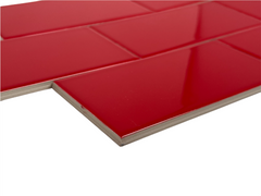 Red 3x6 Ceramic Glossy Subway Wall Tile- 48 pcs/carton (6 Sqft) by Tenedos for Kitchen Backsplash, Bathroom Shower, Accent Decorative Wall
