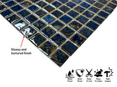 Storm Blue 1x1 Square Wavy Porcelain Mosaic Wall Floor Tile for Kitchen Backsplash, Pool Tile, Bathroom Wall, Accent Wall